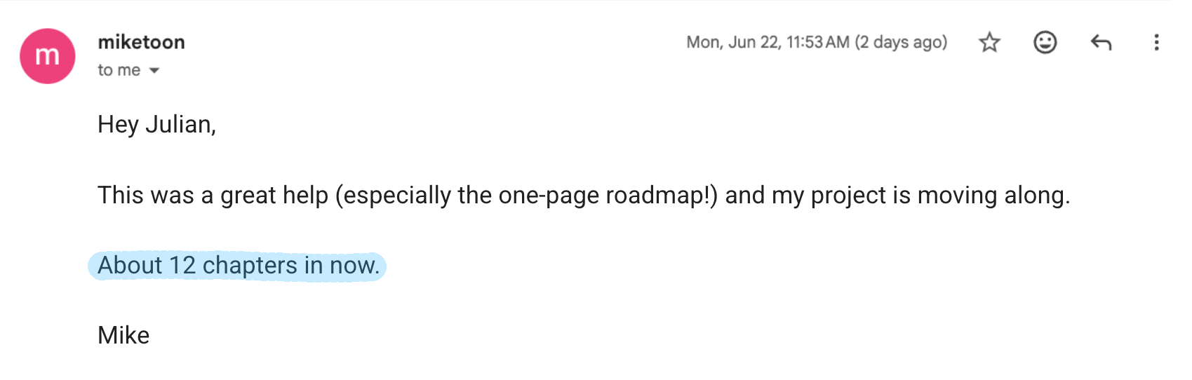 Email from miketoon